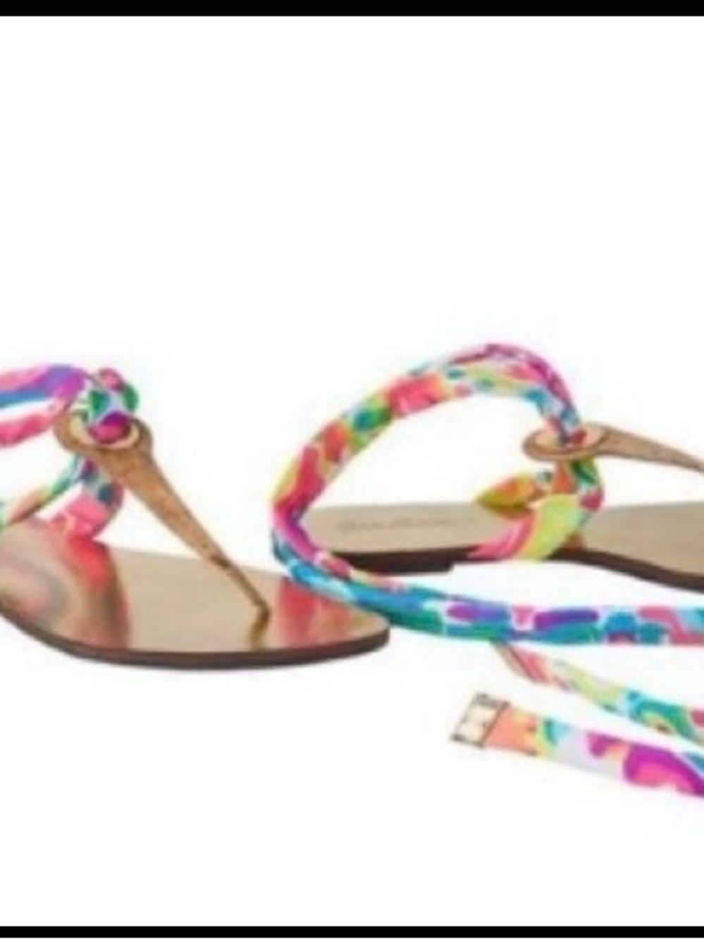 Lilly Pulitzer Sandals Colorful Tie-Strap Metallic Thong size 6/7 New - Picture 6 of 6